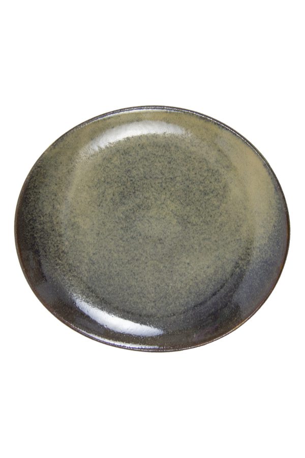 glaze ceramic aardewerk ovaal bord oker medium