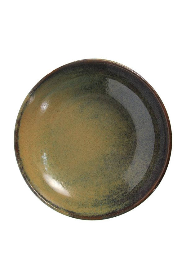 glaze ceramic aardewerk soep bord oker medium