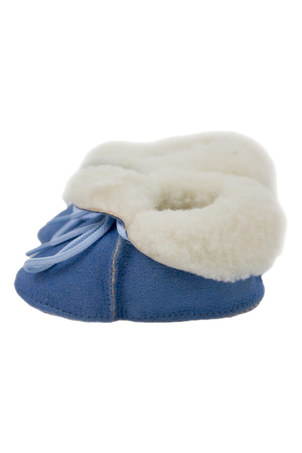 suede slofje van schapenbont peetypeety baby blauw