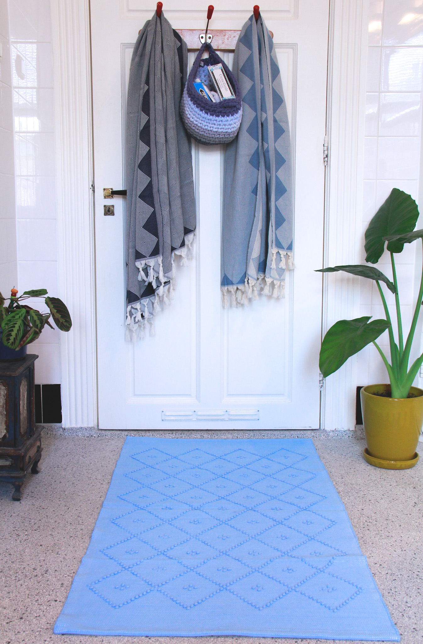 Merg praktijk mini hamam handdoek zigzag hemels blauw enkele maat – naco.shop/nl