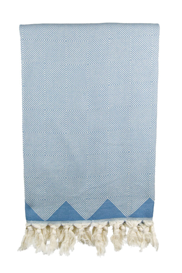 hamam handdoek zigzag hemels blauw enkele maat