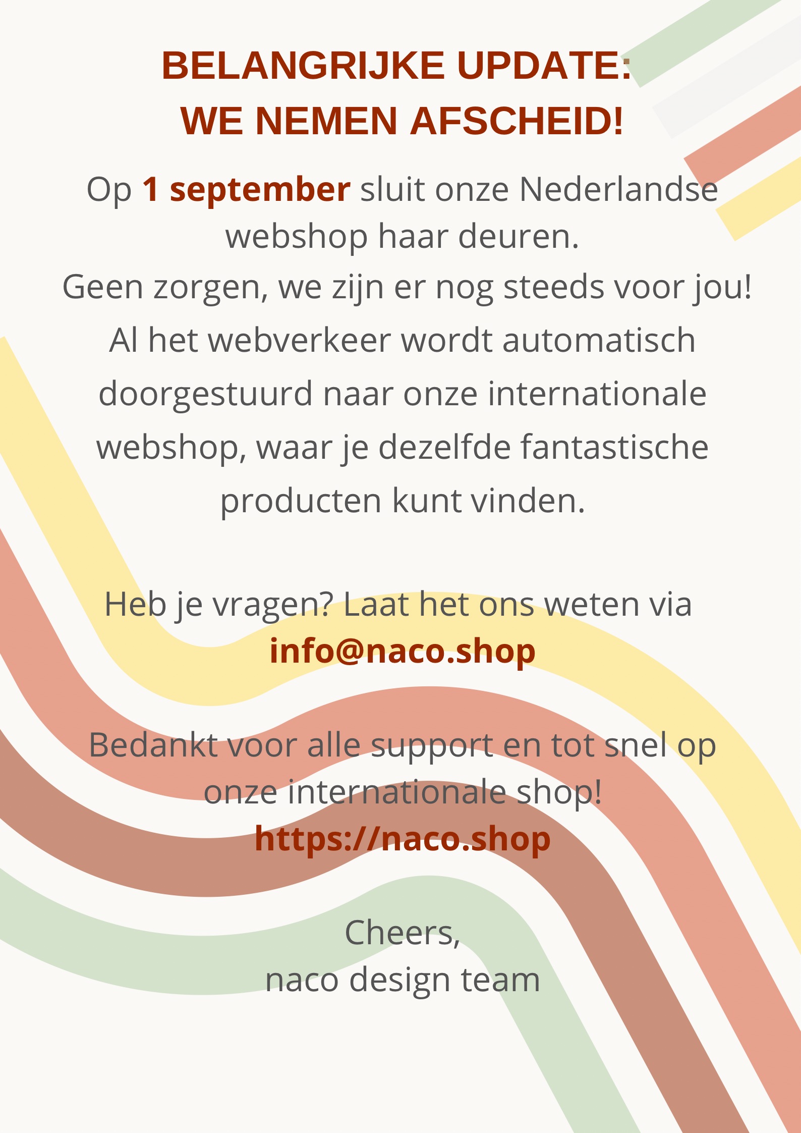 naco.shop/nl sluit haar site