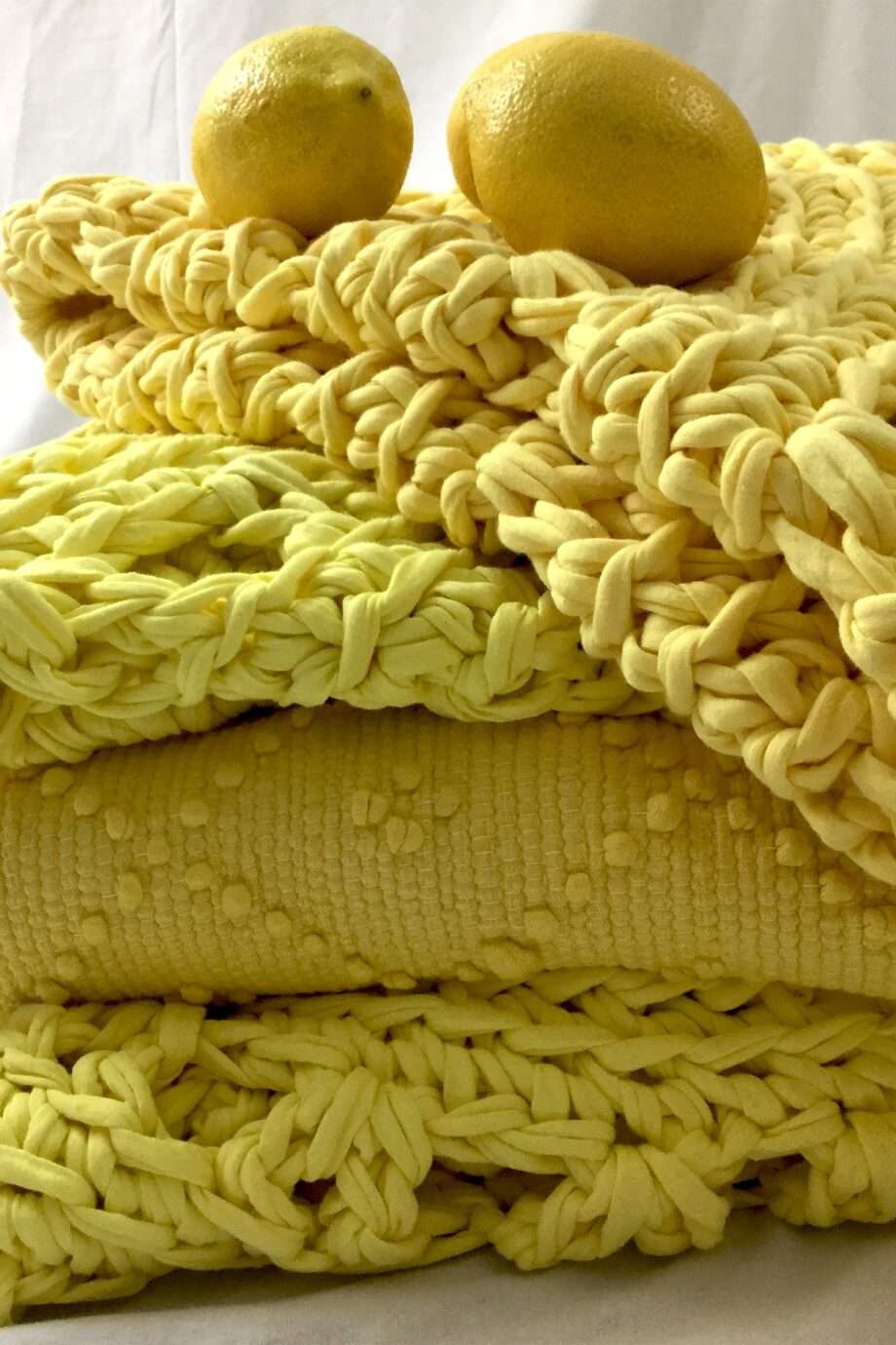 arab yellow crochet cotton rug