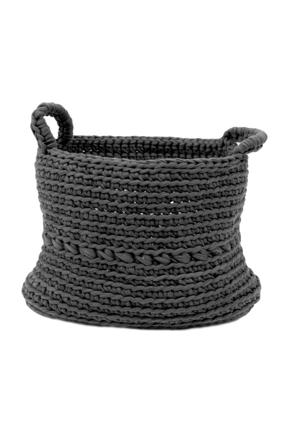 basic anthracite crochet cotton basket large