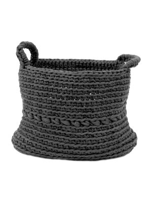 basic anthracite crochet cotton basket medium