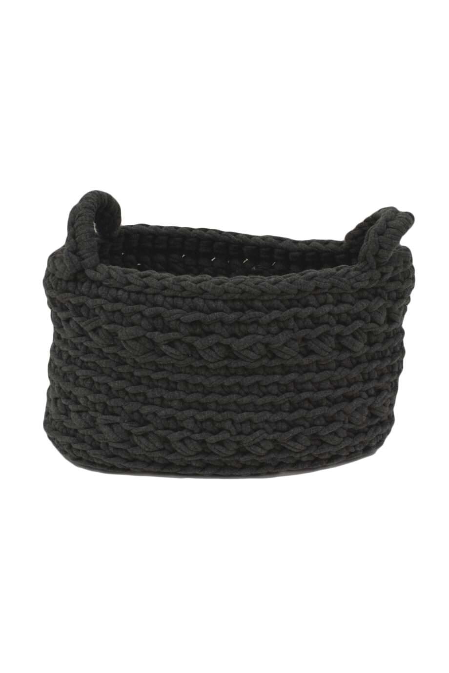 basic anthracite crochet cotton basket xsmall