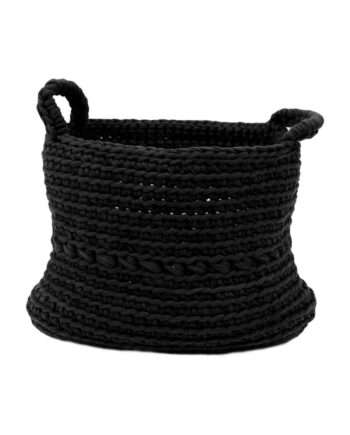 basic black crochet cotton basket medium