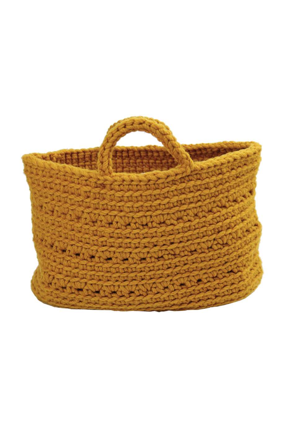 basic ochre crochet woolen basket xlarge