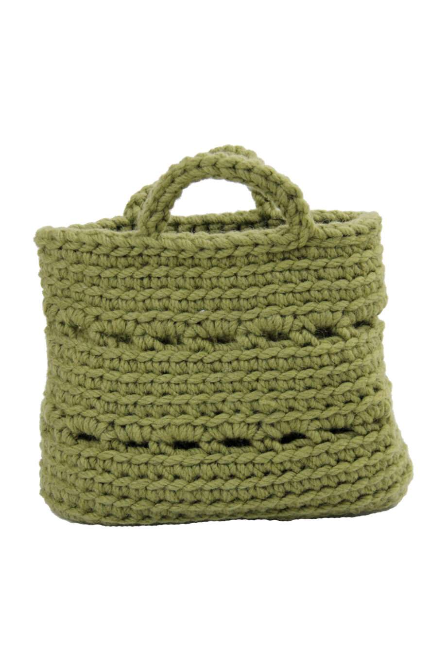 basic olive green crochet woolen basket large
