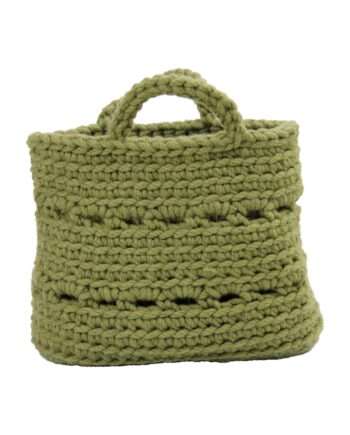 basic olive green crochet woolen basket small