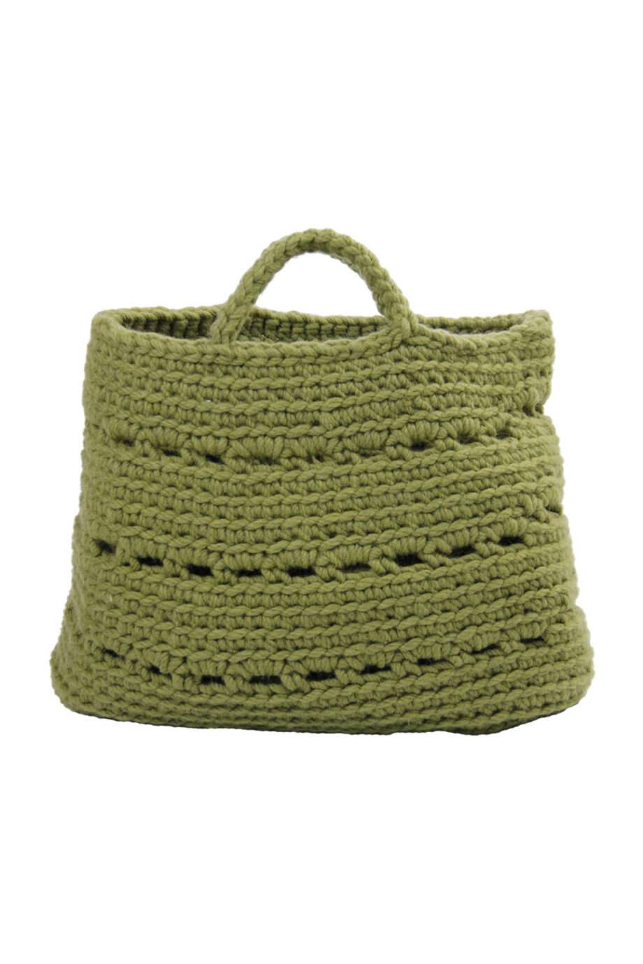 basic olive green crochet woolen basket xlarge