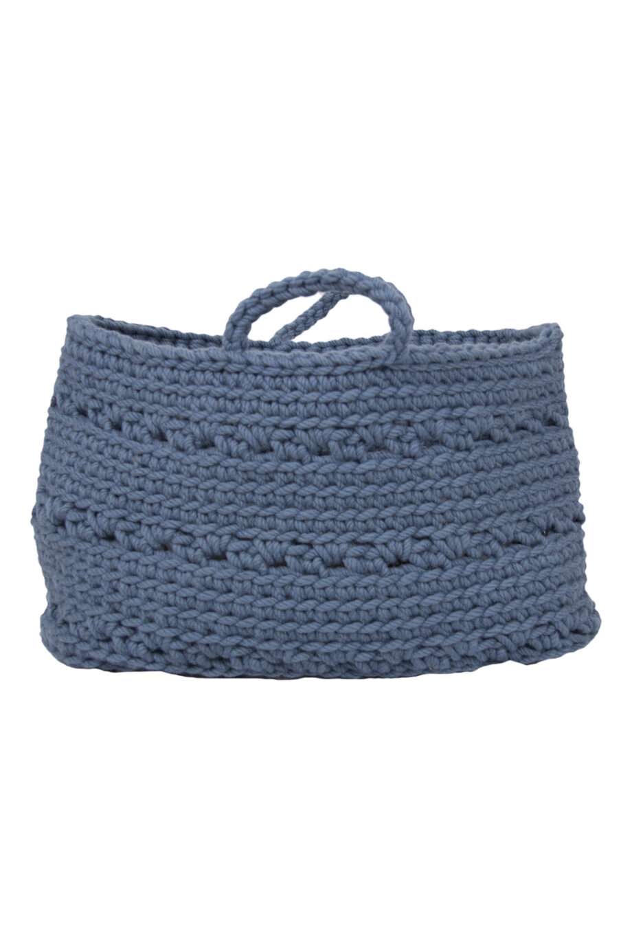 basic petrol crochet woolen basket large