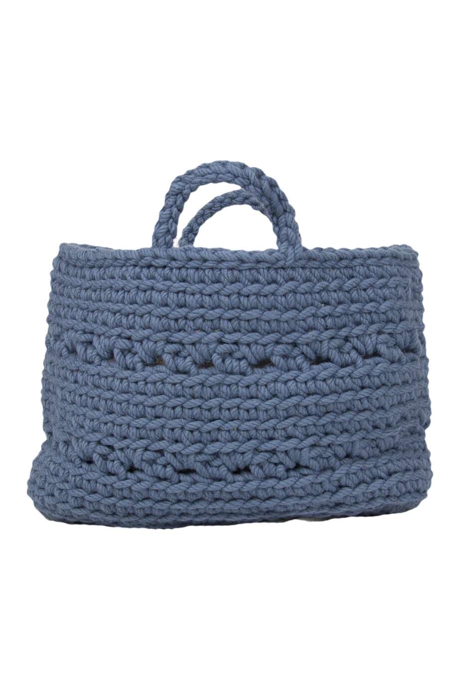 basic petrol crochet woolen basket medium