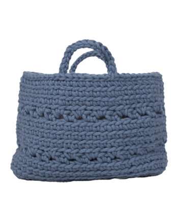 basic petrol crochet woolen basket small