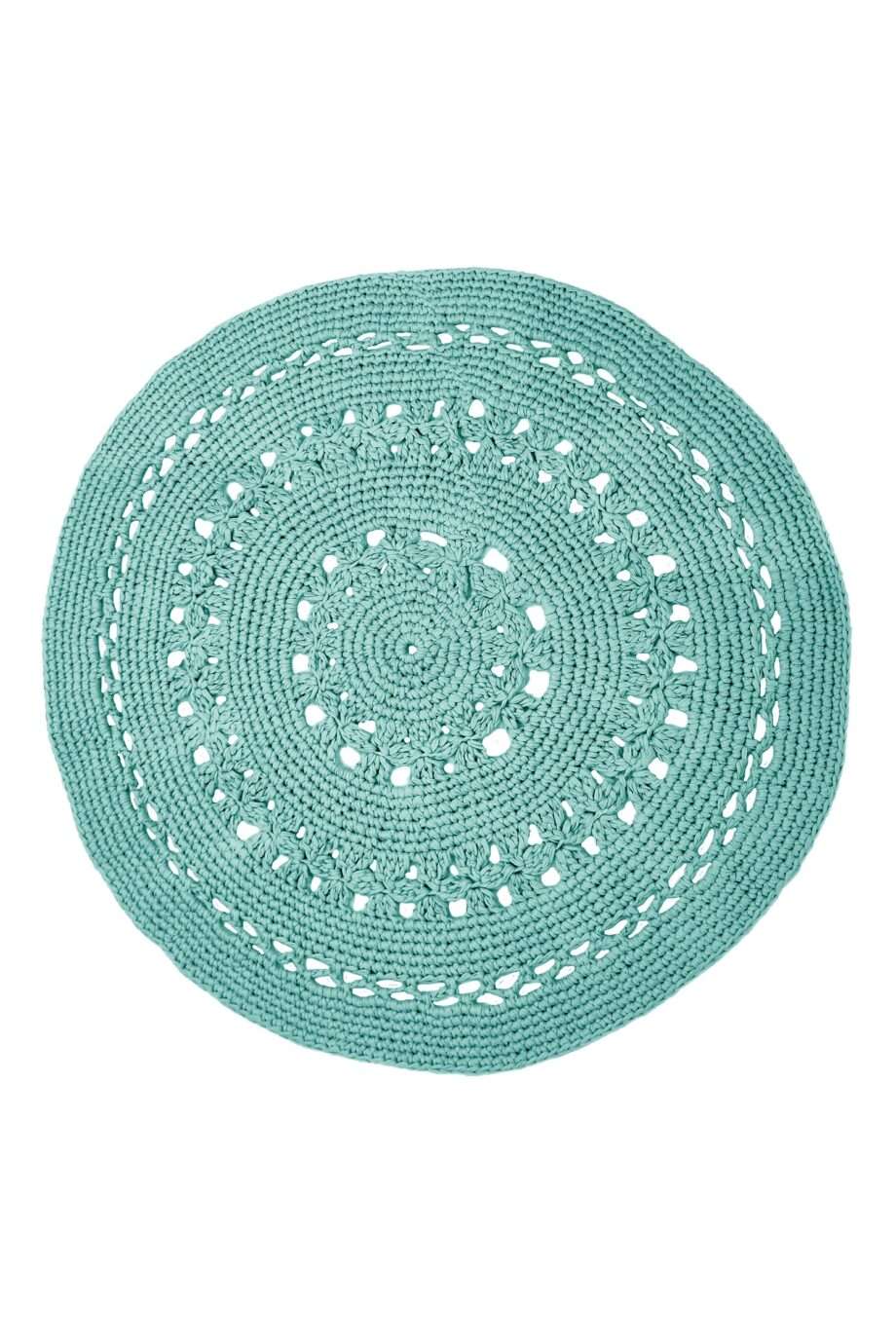 flor sea blue crochet cotton rug large