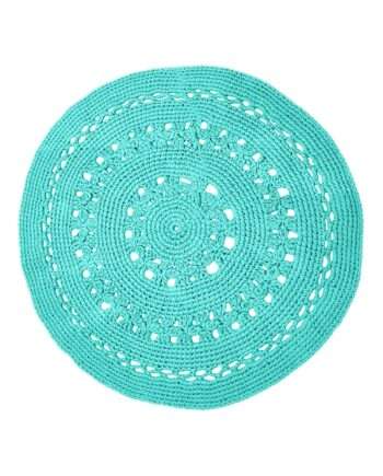 flor turquoise crochet cotton rug large