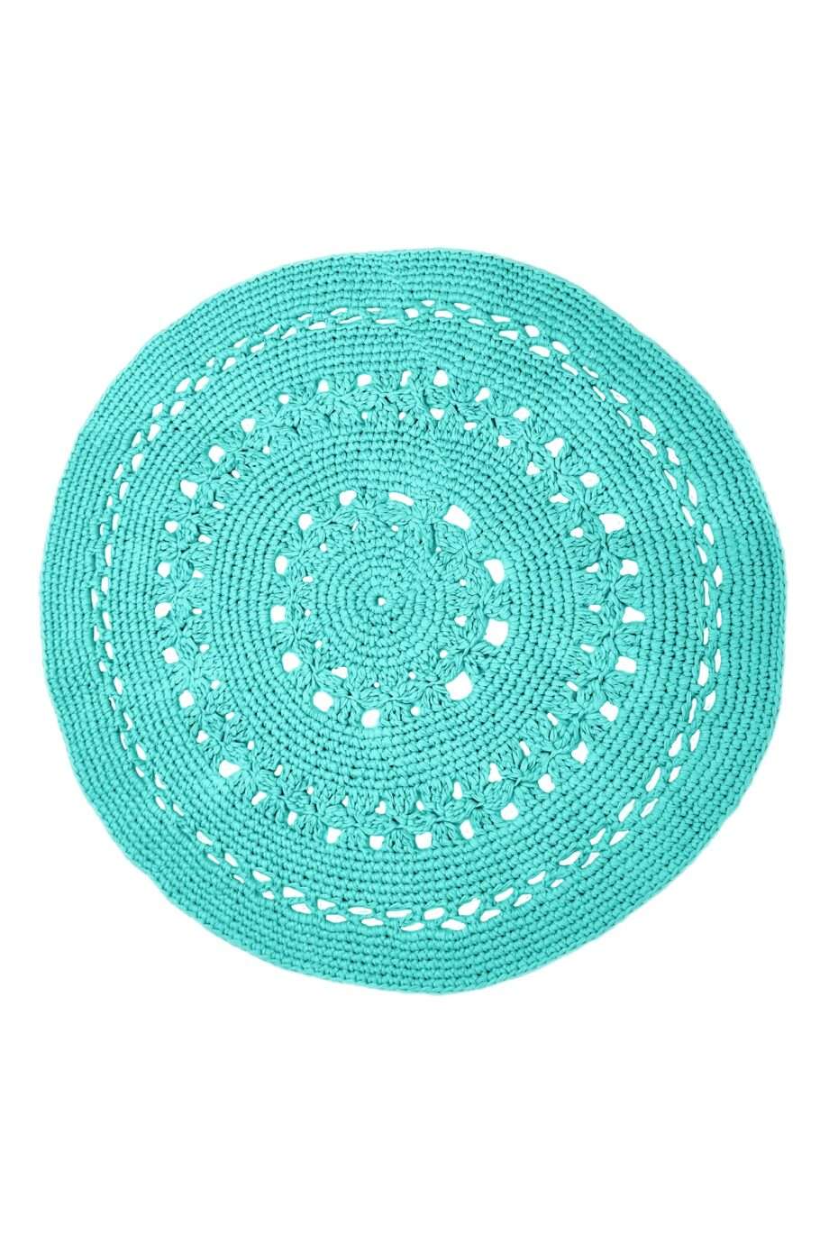 flor turquoise crochet cotton rug xlarge