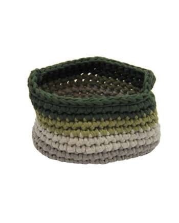 groovy olive green crochet cotton basket xsmall