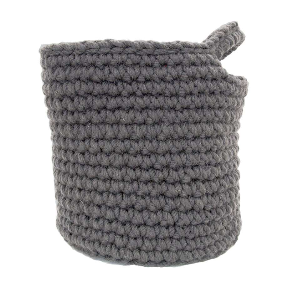 nordic grey crochet woolen basket medium