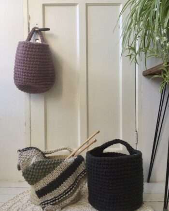 nordic violet crochet woolen basket