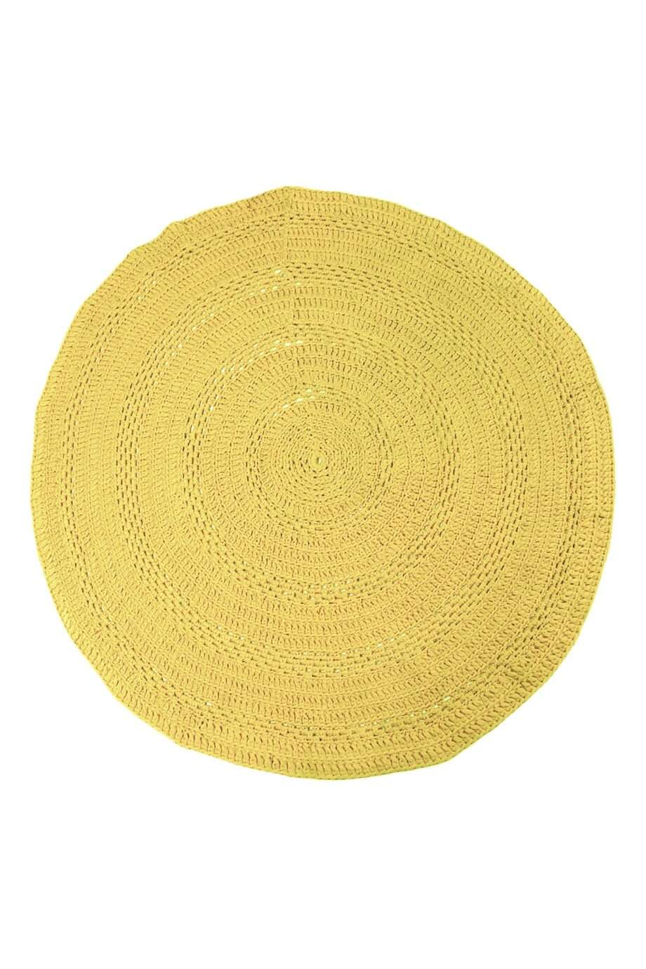 peony golden yellow crochet cotton rug xlarge