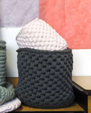 peony grey crochet cotton basket
