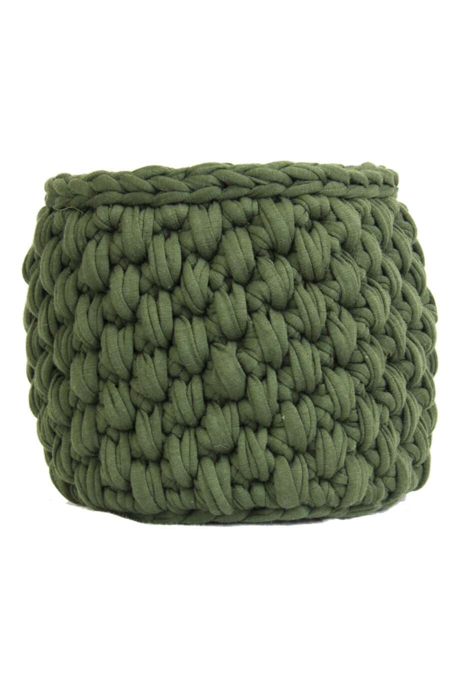 peony hunter green crochet cotton basket small