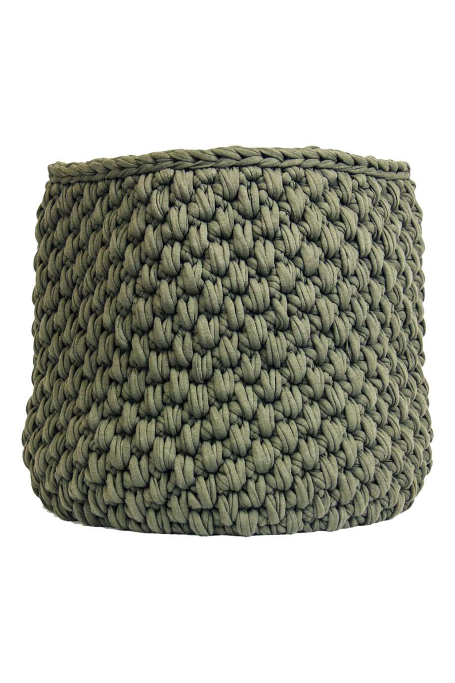 peony olive green crochet cotton basket large