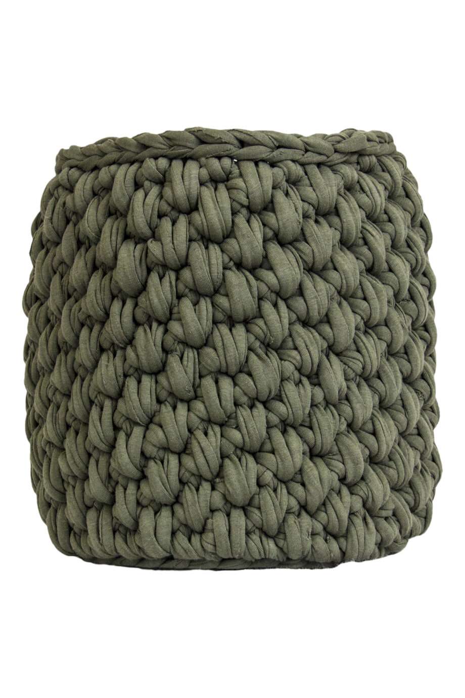 peony olive green crochet cotton basket medium