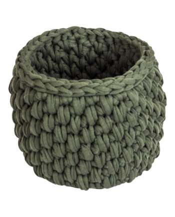 peony olive green crochet cotton basket small
