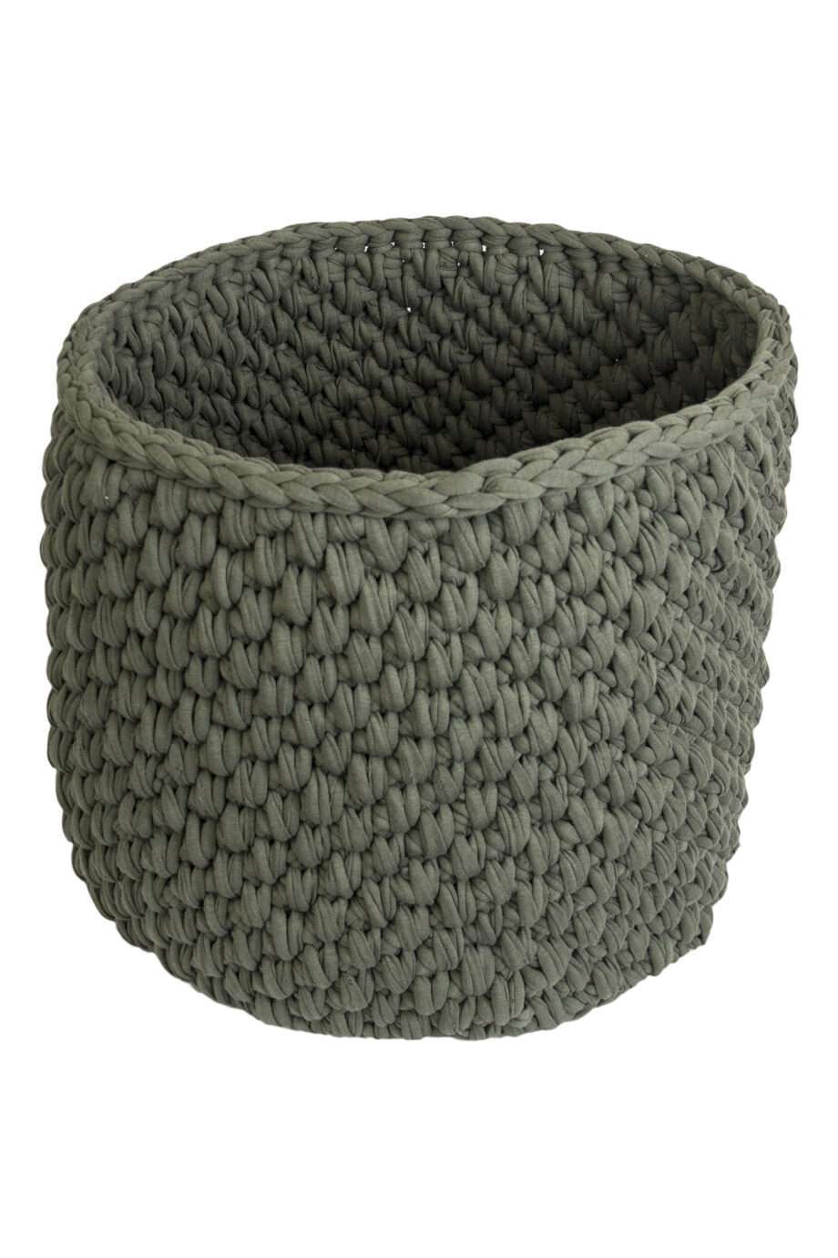 peony olive green crochet cotton basket xlarge
