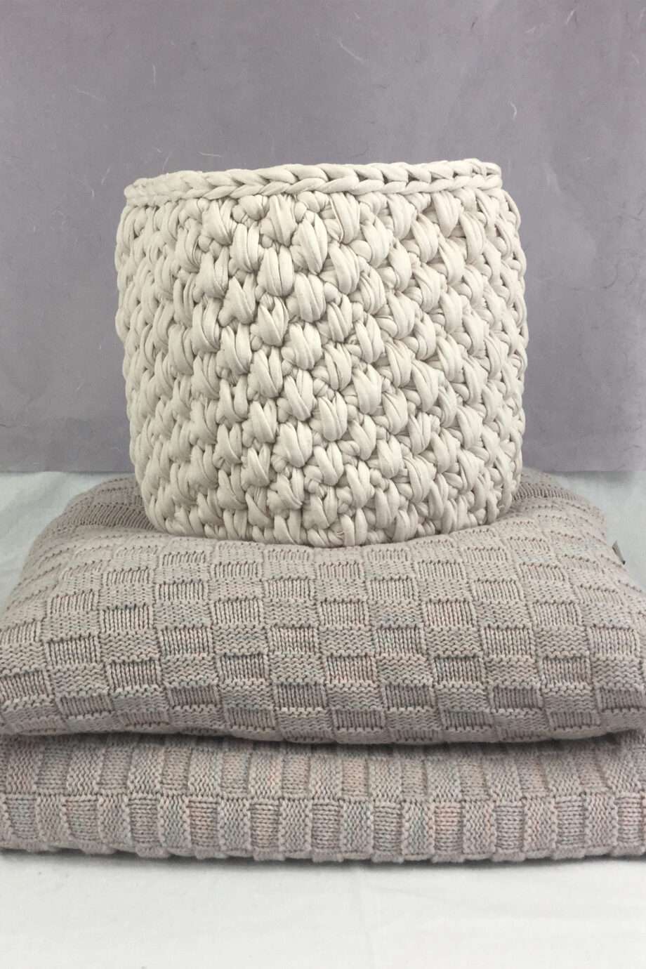 peony pink crochet cotton basket