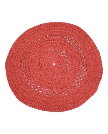 peony red coral crochet cotton rug medium