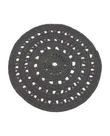 arab anthracite crochet cotton floor mat small