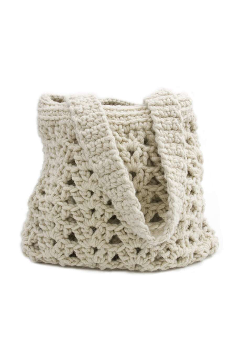 arab ecru crochet woolen bag
