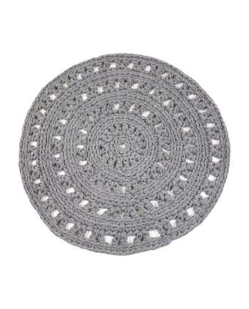 arab light grey crochet cotton floor mat small