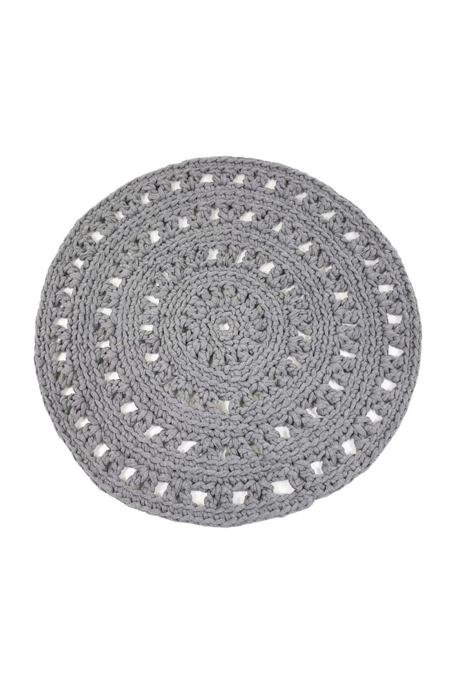 arab light grey crochet cotton floor mat small