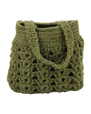 arab olive green crochet woolen bag