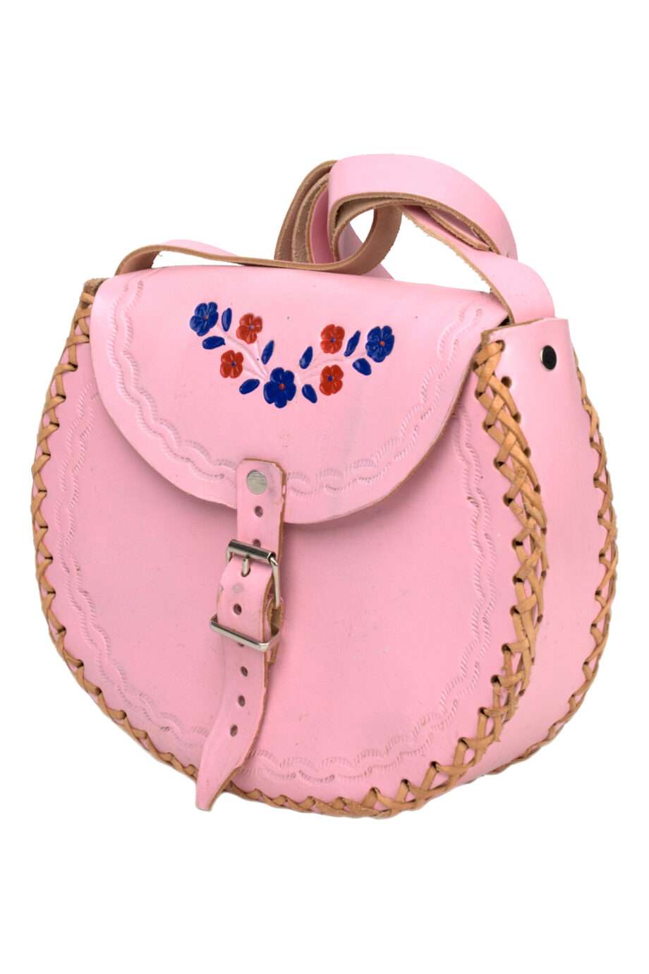 basic baby pink leather bag large