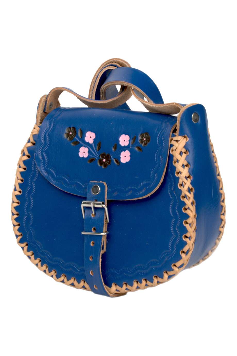 basic navy blue leather bag medium