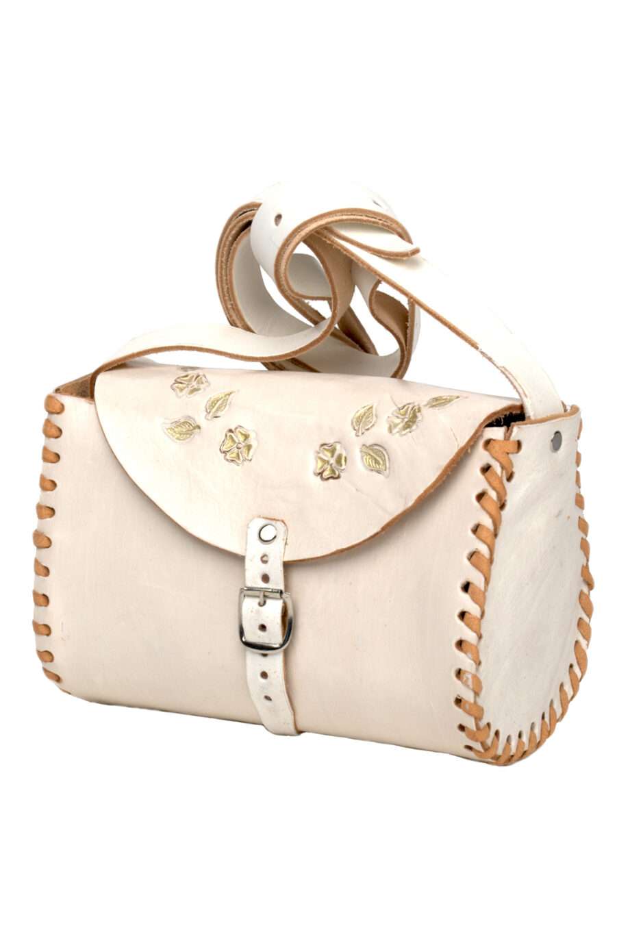 cloud white leather bag large