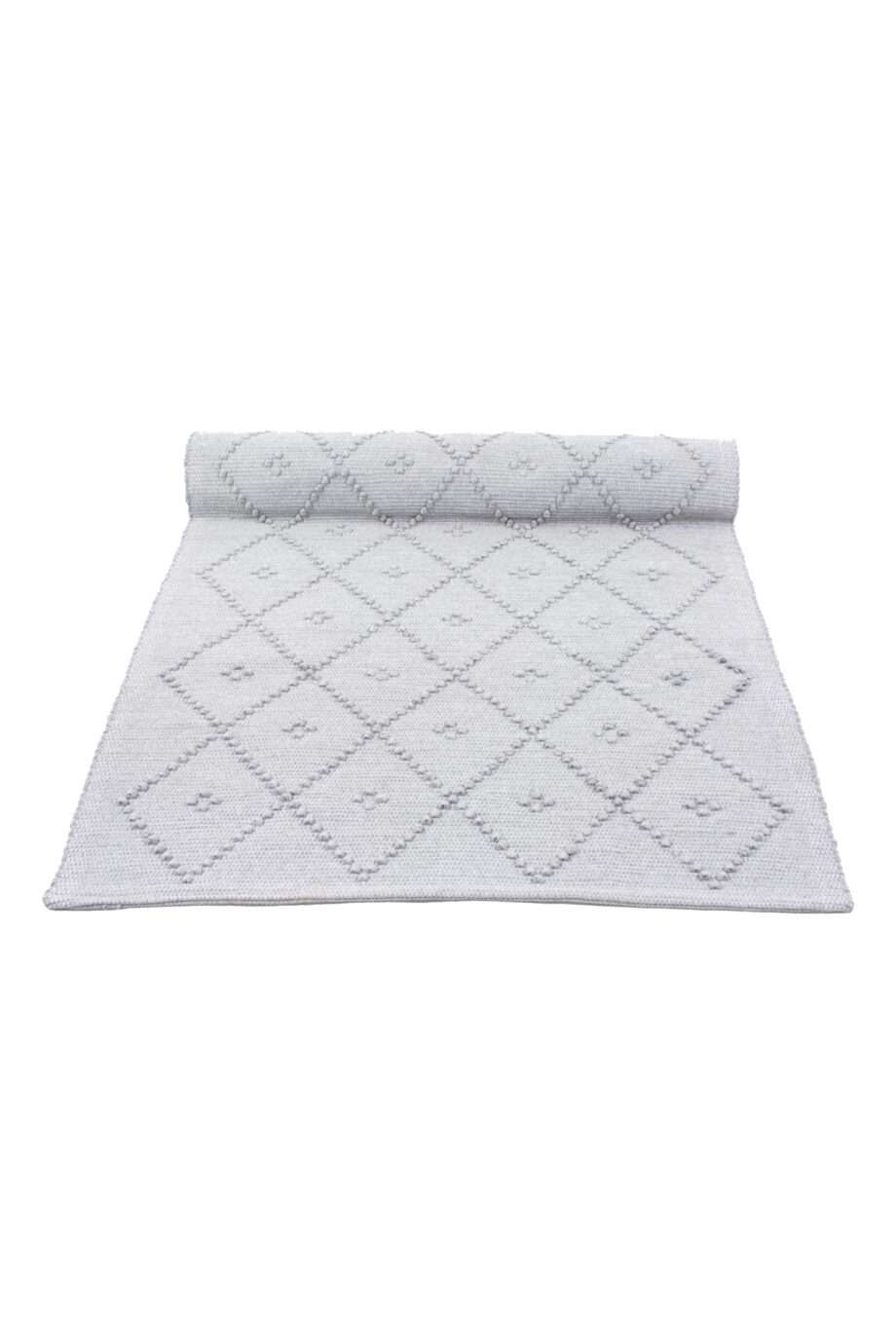 diamond bebble grey woven cotton floor runner large