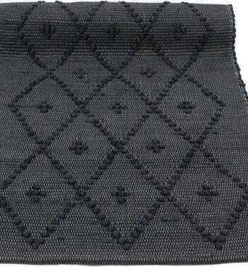 diamond black woven cotton floor mat small
