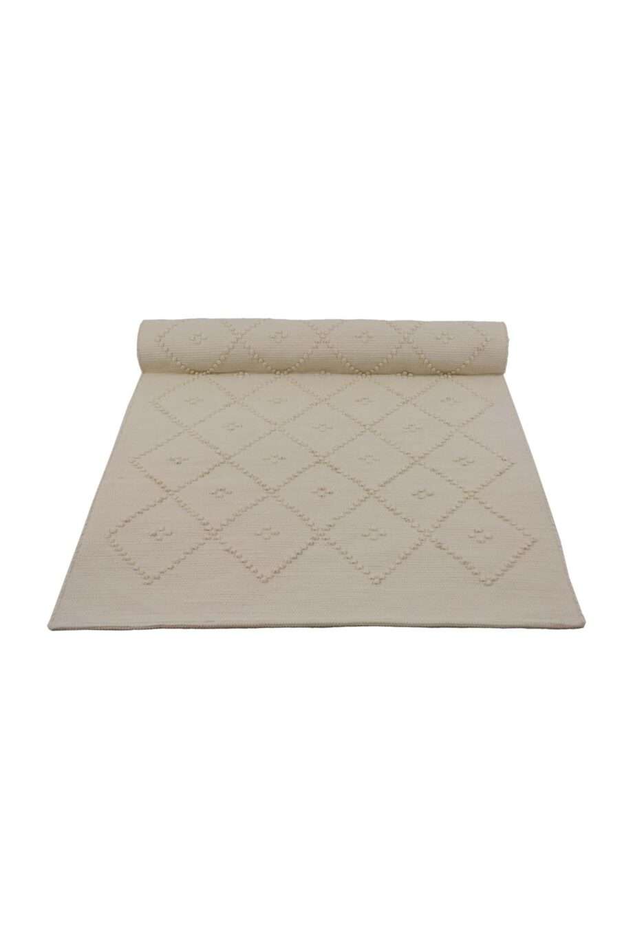 diamond ecru woven cotton floor mat small