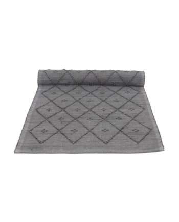 diamond grey woven cotton floor mat small