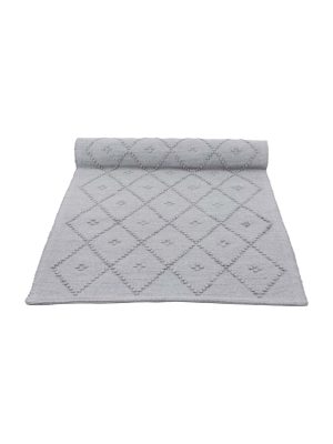 diamond light grey woven cotton floor mat small