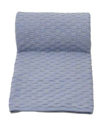 drops mêlée heavenly blue knitted cotton throw large