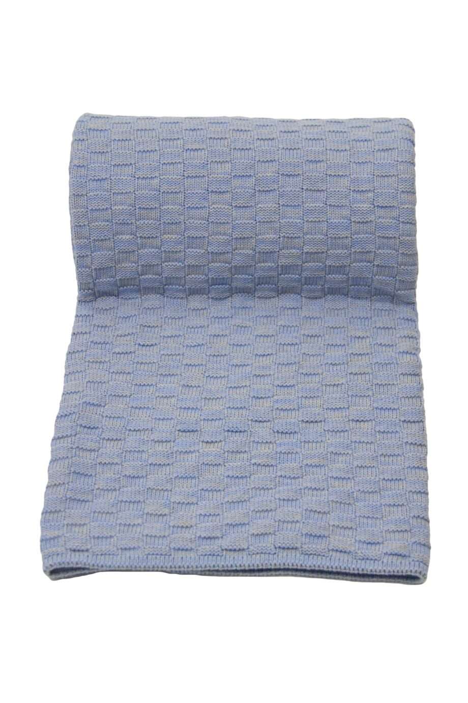 drops mêlée heavenly blue knitted cotton throw large
