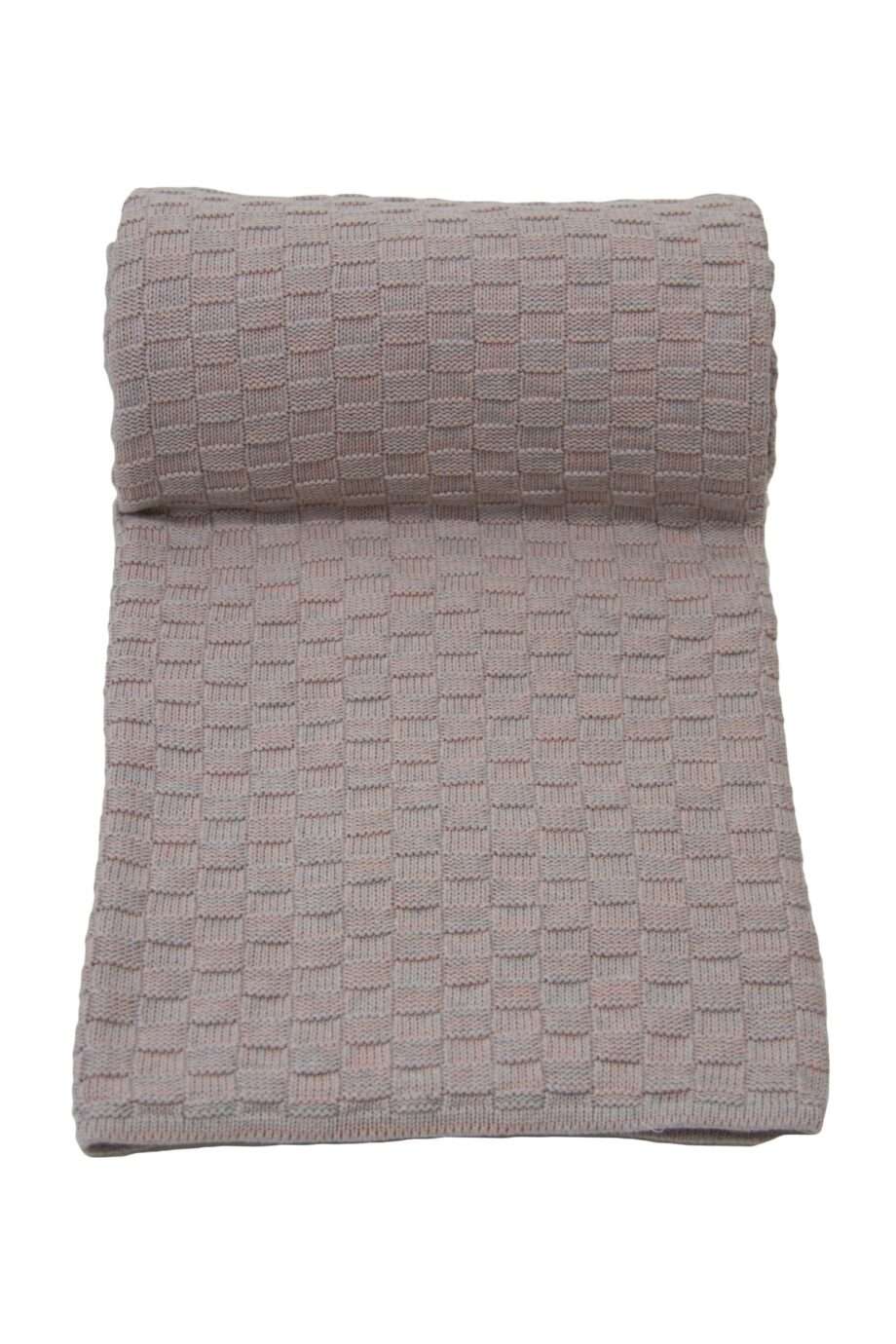 drops mêlée powder rose knitted cotton throw large