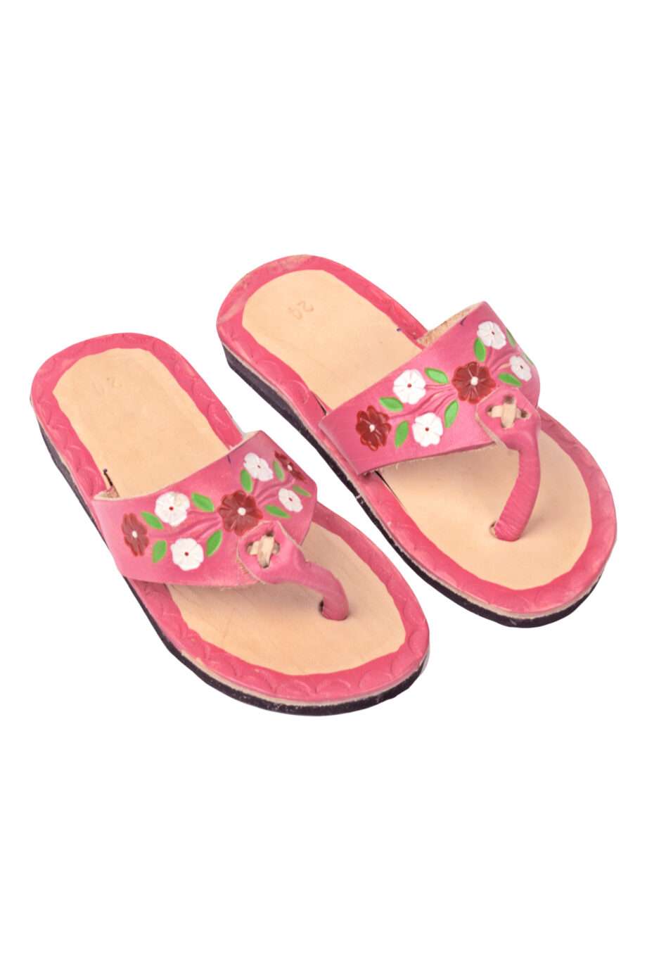 flor baby pink leather flipflop kids small
